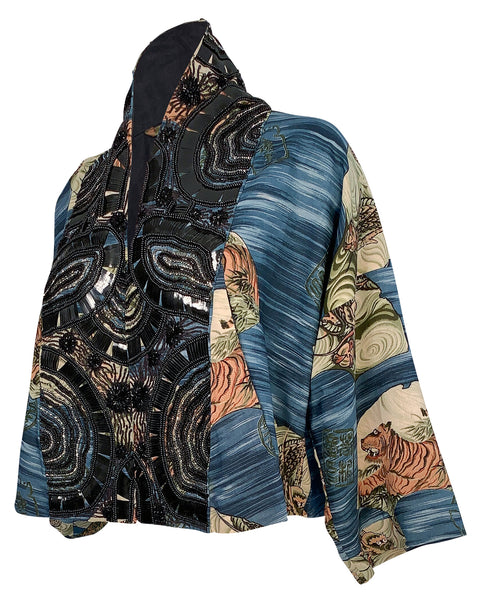 Short Blue Tiger Kimono